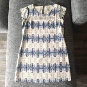 Kenar 100% Silk Blue Porcelaine Print Short Sleeve Dress